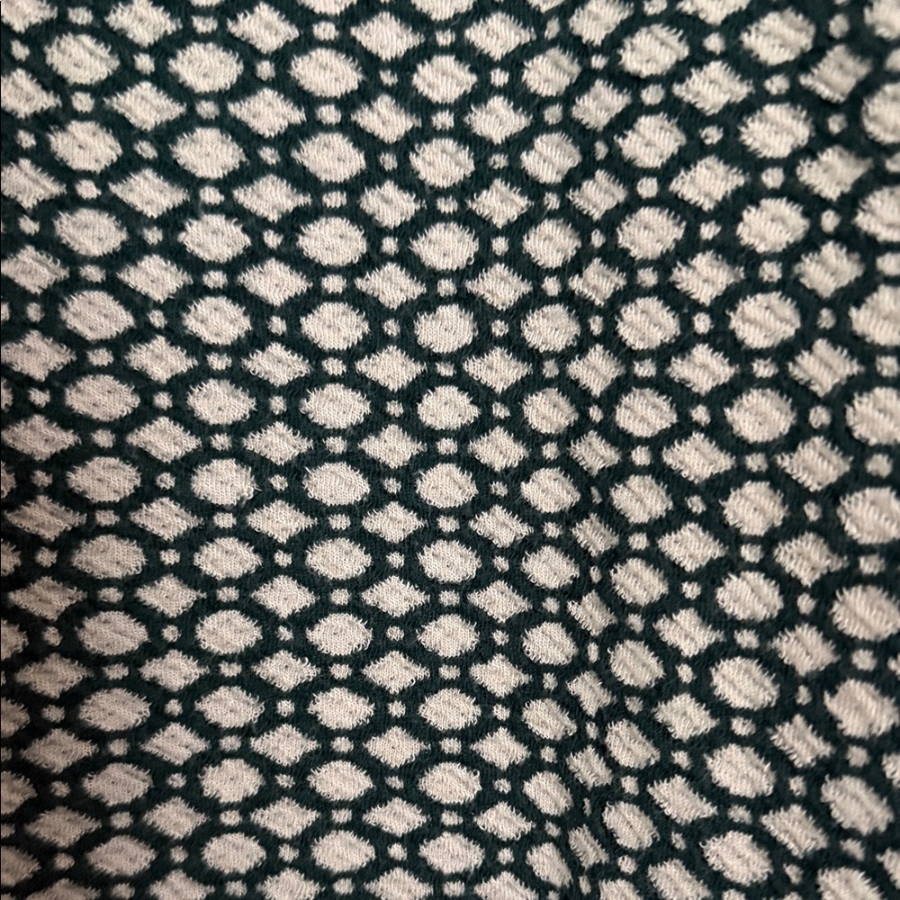 Anthropologie Green and Cream Geometric Puff-Sleeve Sweater - Picture 4 of 6